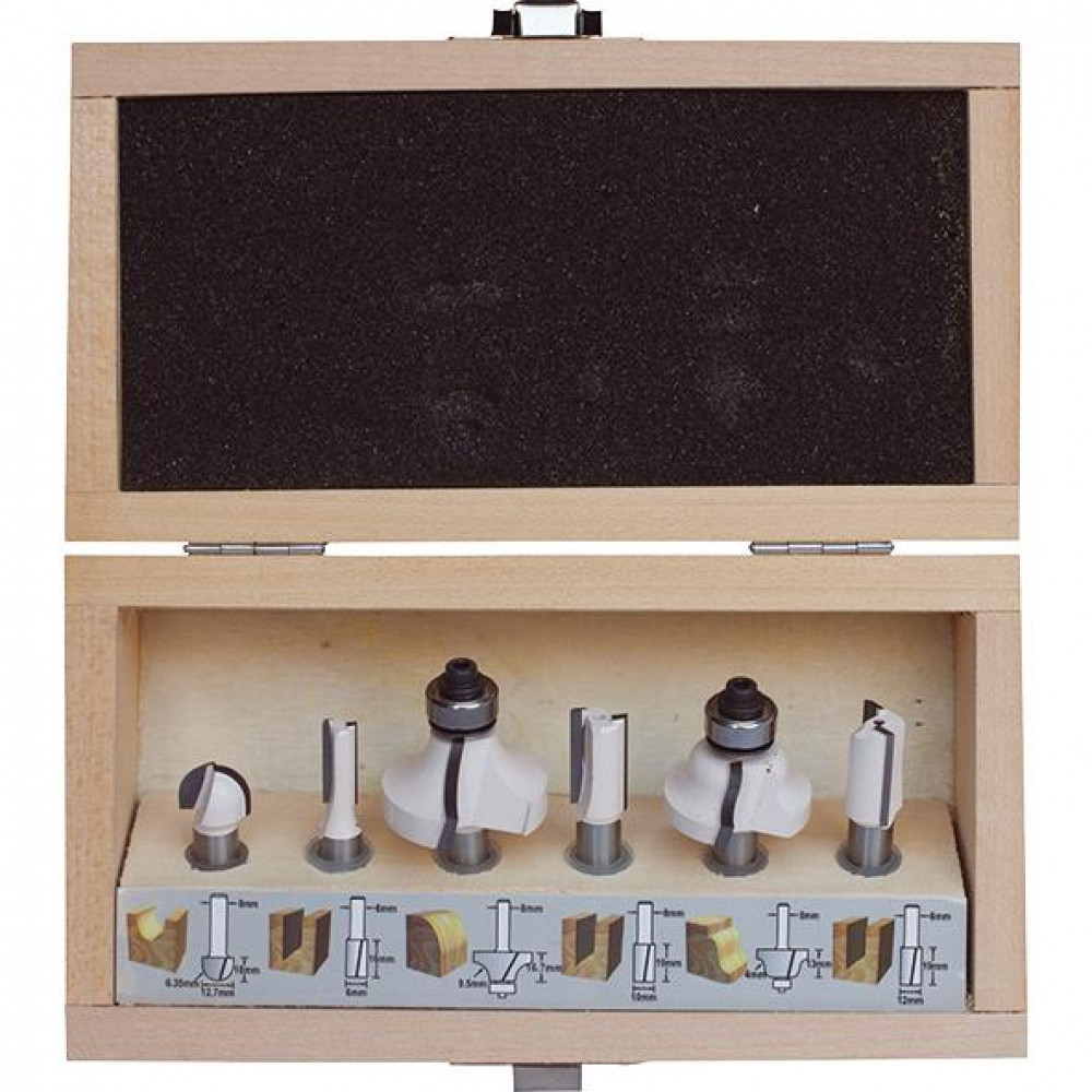 Фрези Makita D-53540, набір 6шт, хвостовик 8мм, кейс