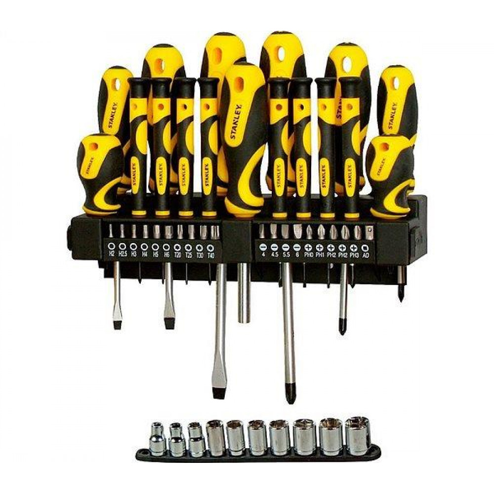 Викрутки Stanley набір 47шт, 20 біт, SL,PH,Torx,H, 10 торцевих головок