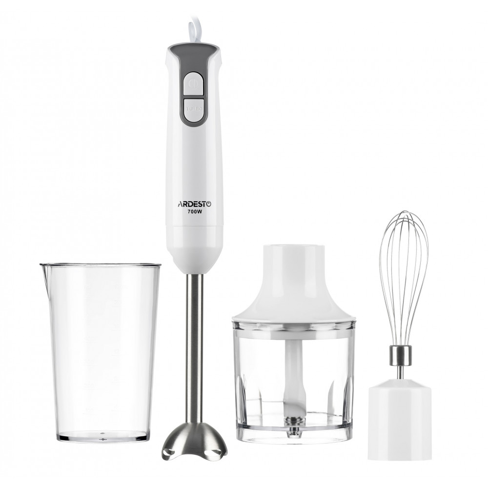 Блендер заглибний Ardesto 700Вт, 3в1, чаша-600мл, білий