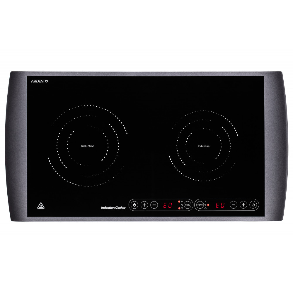 Плитка настільна Ardesto індукційна, конфорок - 2 на 1.3кВт + 1.6кВт горизонт., керування - сенсорне, таймер, чорний