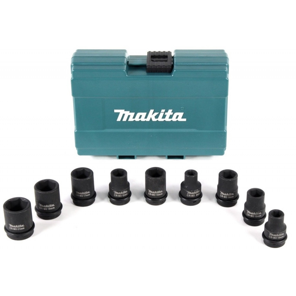 Торцеві головки Makita, набір 9шт, ударні, 8-21мм, кейс