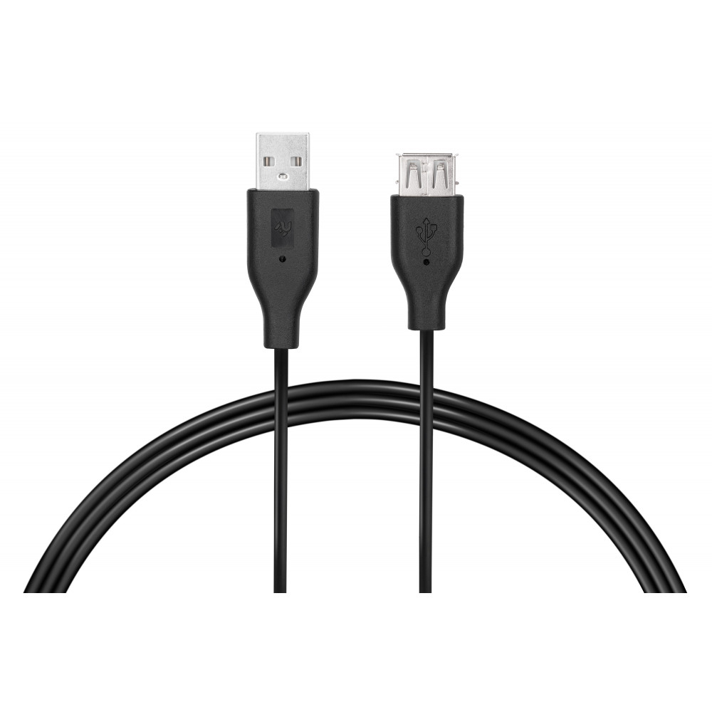 Кабель USB-A > USB-AF заряджання/синхронізації 2E 1.8м, чорний