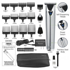 Тример WAHL Stainless Steel, акум., роторний мотор, насадок-9, чохол, гребінець, сталь, сірий