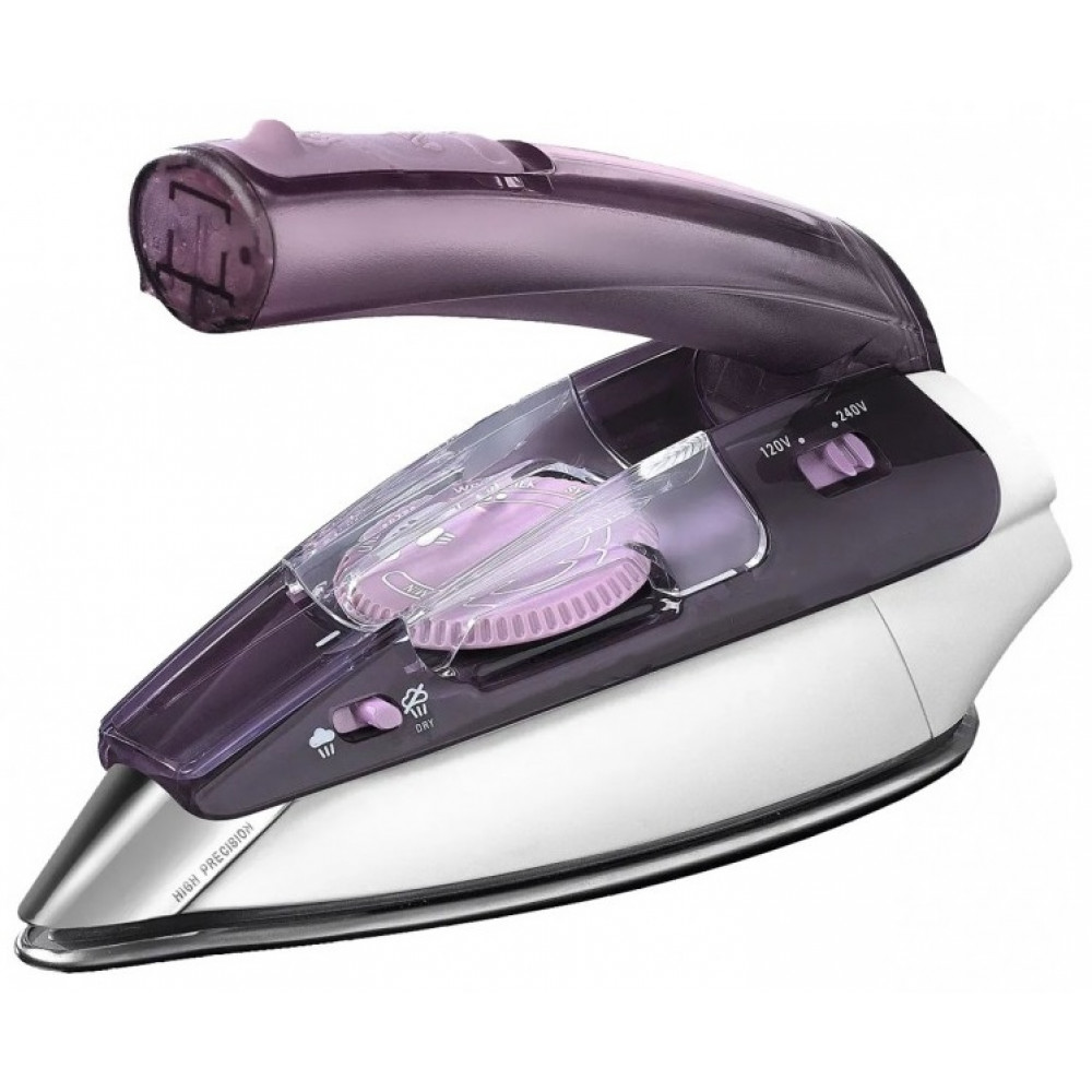Праска Rowenta дорожня First Class, 1000Вт, 65мл, паровий удар -45гр, нерж. сталь, біло-фіолетовий