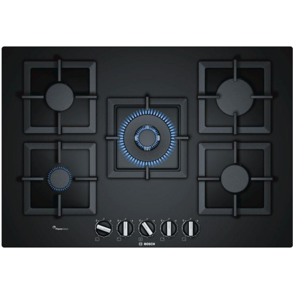 Варильна поверхня Bosch  газова на склі, 75см, чавун, чорний