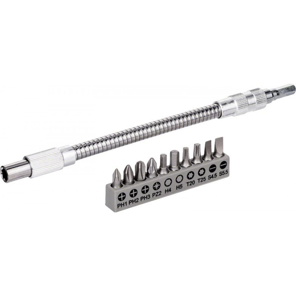 Біти Bosch Professional гнучкий подовжувач 200мм, 25мм, SL,PH,PZ,H,T набір 11шт