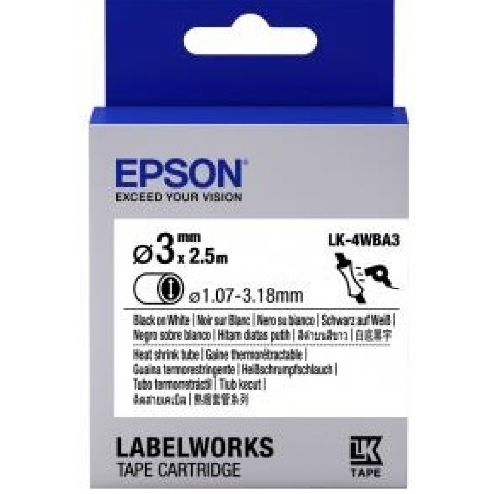 Картридж зі стрічкою Epson LK4WBA3 принтерів LW-300/LW-400/LW-400VP/LW-600P/LW-700/LW-Z710/LW-900P/LW-1000P/LW-Z5000BE Blk/Wht d3mm/2,5 m