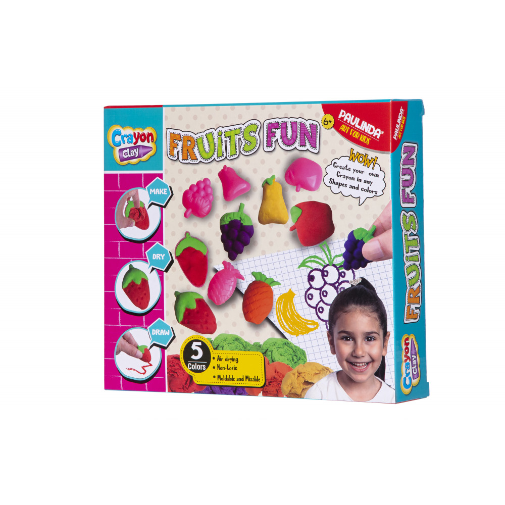 Набір для творчості Paulinda Crayon clay Фрукти 2в1 маса для ліплення та олівці, розмальовка, аксесуари