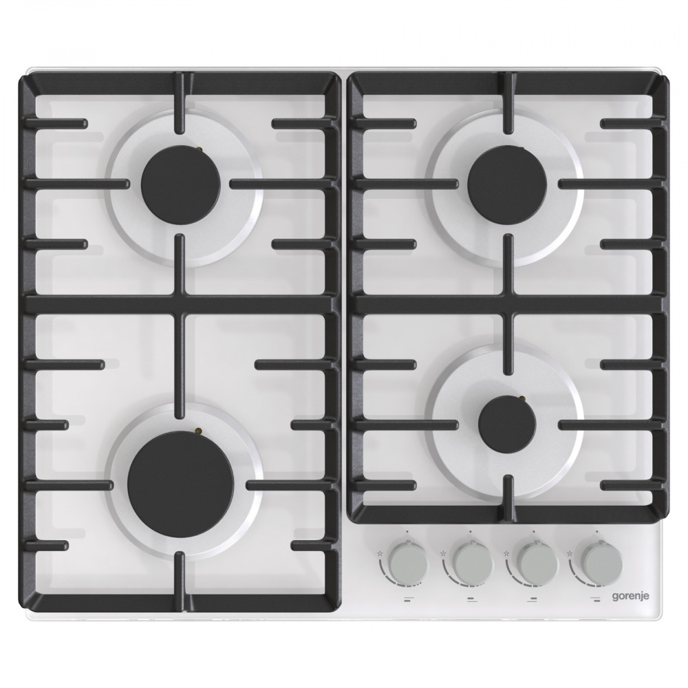 Варильна поверхня Gorenje газова на склі, 60см, чавун, білий