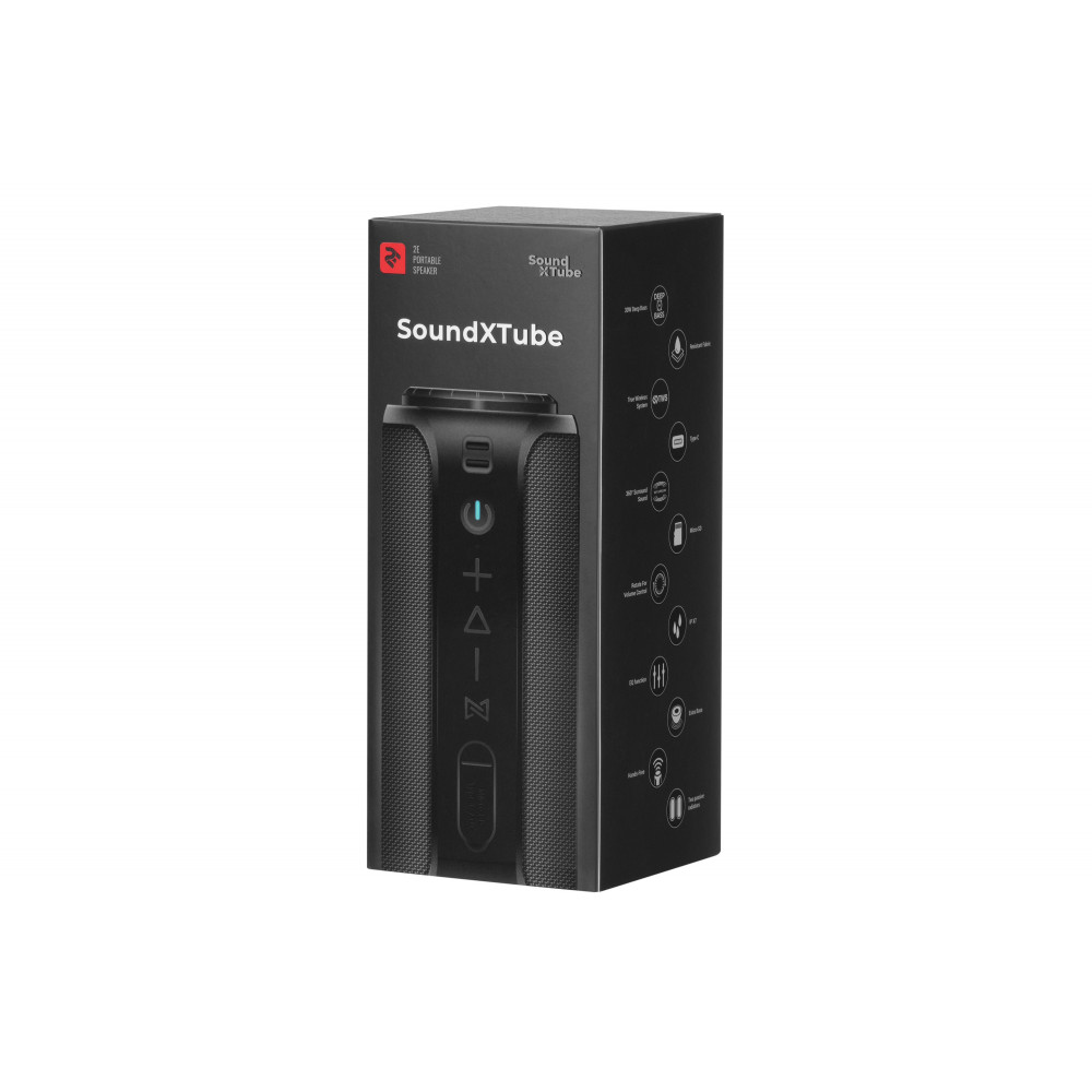 Акустична система 2E SoundXTube TWS, MP3, Wireless, Waterproof Black