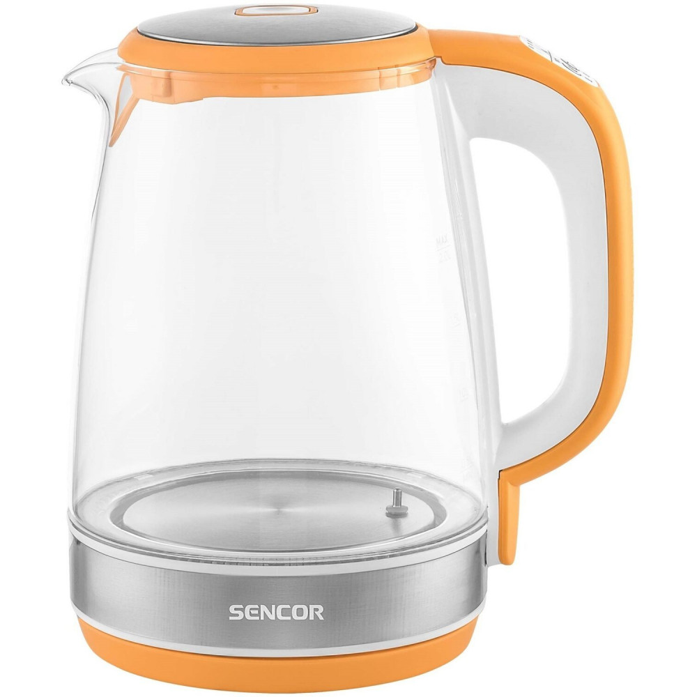 Електрочайник Sencor 2л, Strix, скло, 5 темп.реж, помаранчевий
