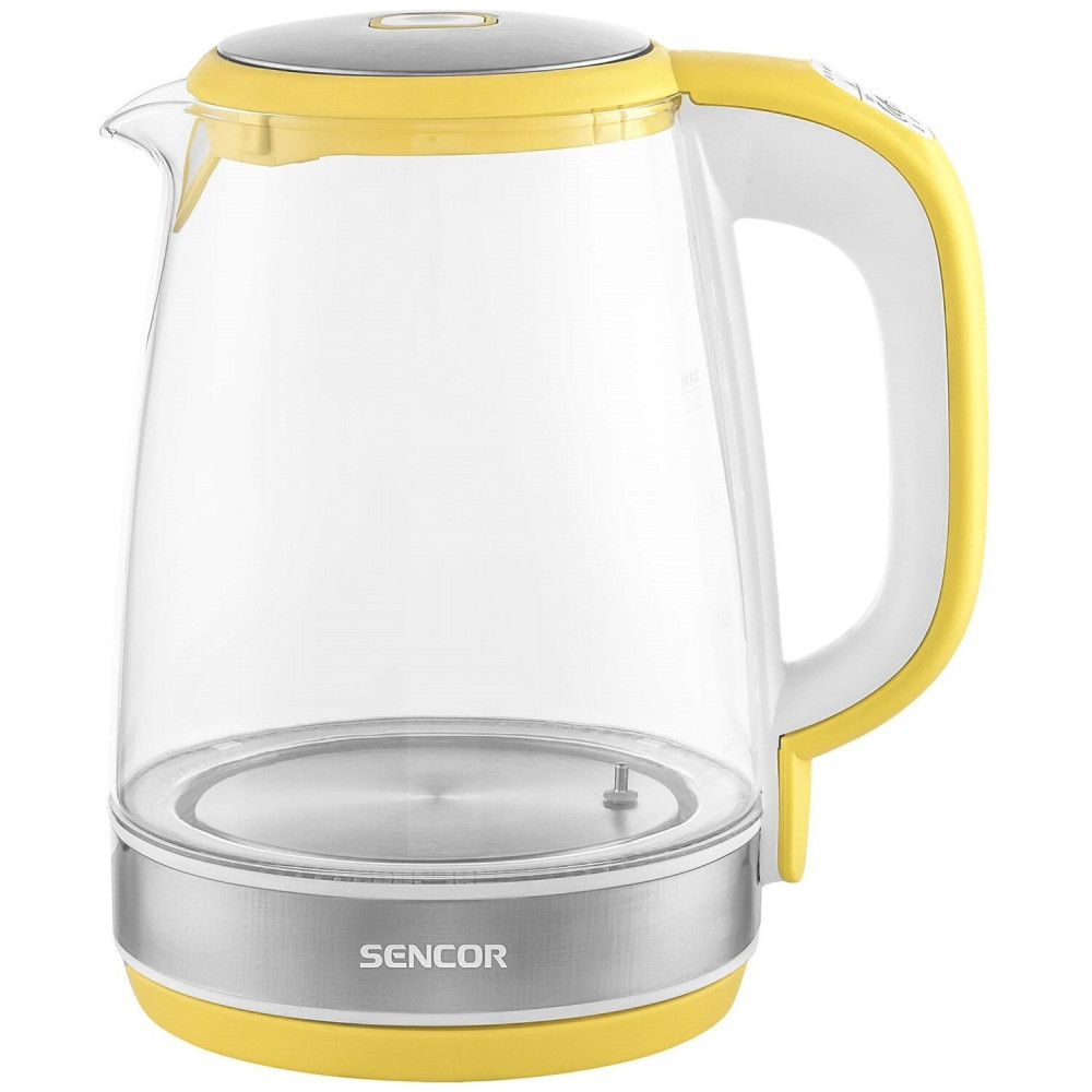 Електрочайник Sencor 2л, Strix, скло, 5 темп.реж, жовтий