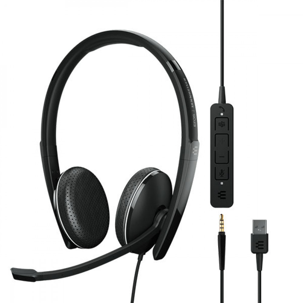 Гарнітура комп'ютерна стерео On-Ear EPOS ADAPT 165T USB II, 3.5мм/USB, односпрямований, сертифікат Microsoft Teams, 1.8м, Чорний