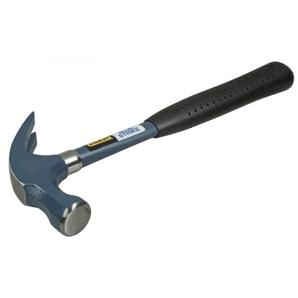 Молоток столярний Stanley Bluestrike Curve Claw, 450г, рукоятка трубчаста з флокованою вініловою накладкою, цвяходер
