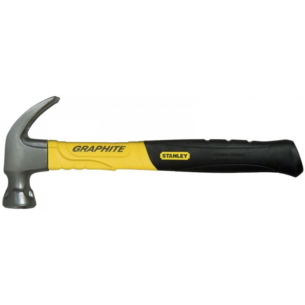 Молоток Stanley теслі Graphite Curve Claw, 450г, 350мм, з загнутий цвяходером