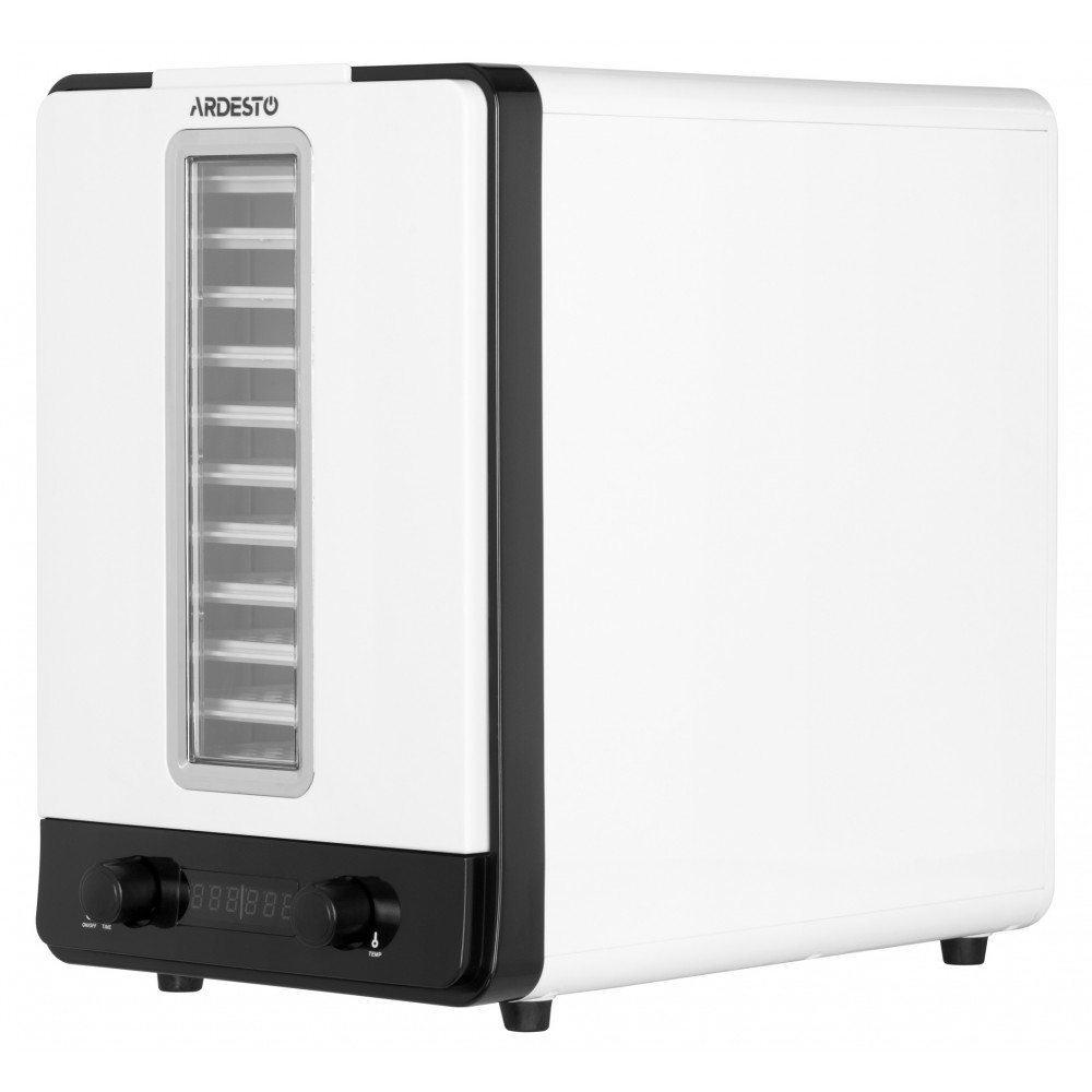 Сушарка для продуктів Ardesto 550Вт, піддонів - 10+1x3см, макс - 70°С, сітка для ягід, пластик, білий