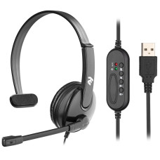 Гарнітура ПК моно On-ear 2E CH12 USB, omni-mic, 2м, чорний