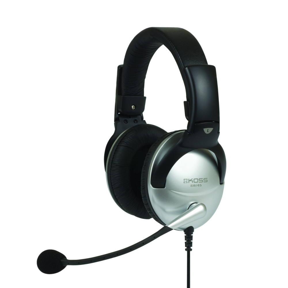 Гарнітура комп'ютерна стерео Over-Ear Koss SB45, 2x3.5мм, Uni Mic, 2.4м, Срібний