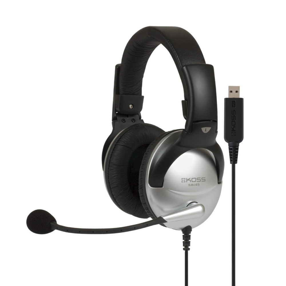Гарнітура комп'ютерна стерео Over-Ear Koss SB45, USB, Uni Mic, 2.4м, Срібний