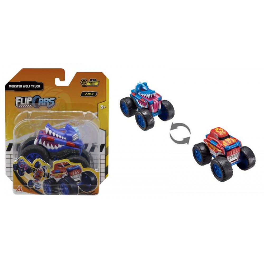 Машинка-трансформер Flip Cars 2в1 Монстр-трак Вовк