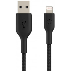 Кабель USB-A > Lightning заряджання/синхронізації Belkin 2м, 12Вт, плетений, чорний
