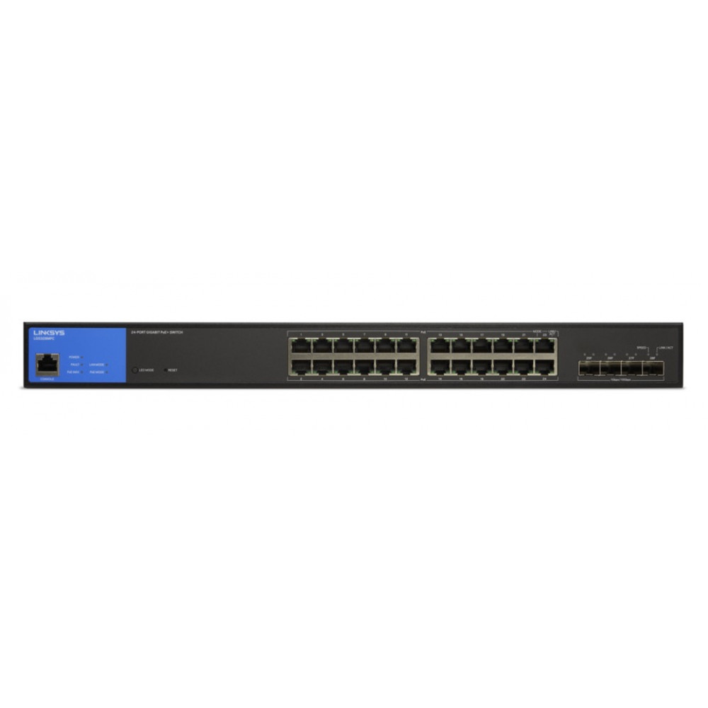 Комутатор Linksys LGS328MPC 24xGE PoE, 4x10GE SFP+, 410Вт, Керований L3