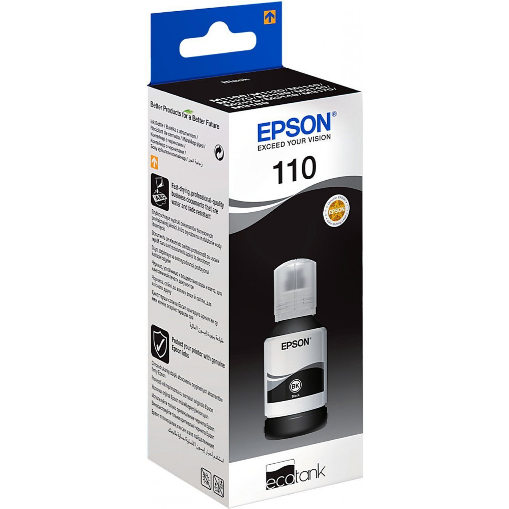 Контейнер з чорнилом Epson 110 EcoTank M1100/M1120/M1140/M1170/M2120/M2140/M2170/M3140/M3170/M3180/M2110 black pigm XL (6000 стор)