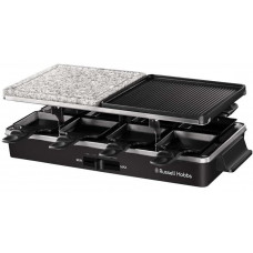 Гриль Russell Hobbs раклетниця Multi Raclette 3in1, 1400Вт, 8 сковорідок, нерж.сталь, чорний