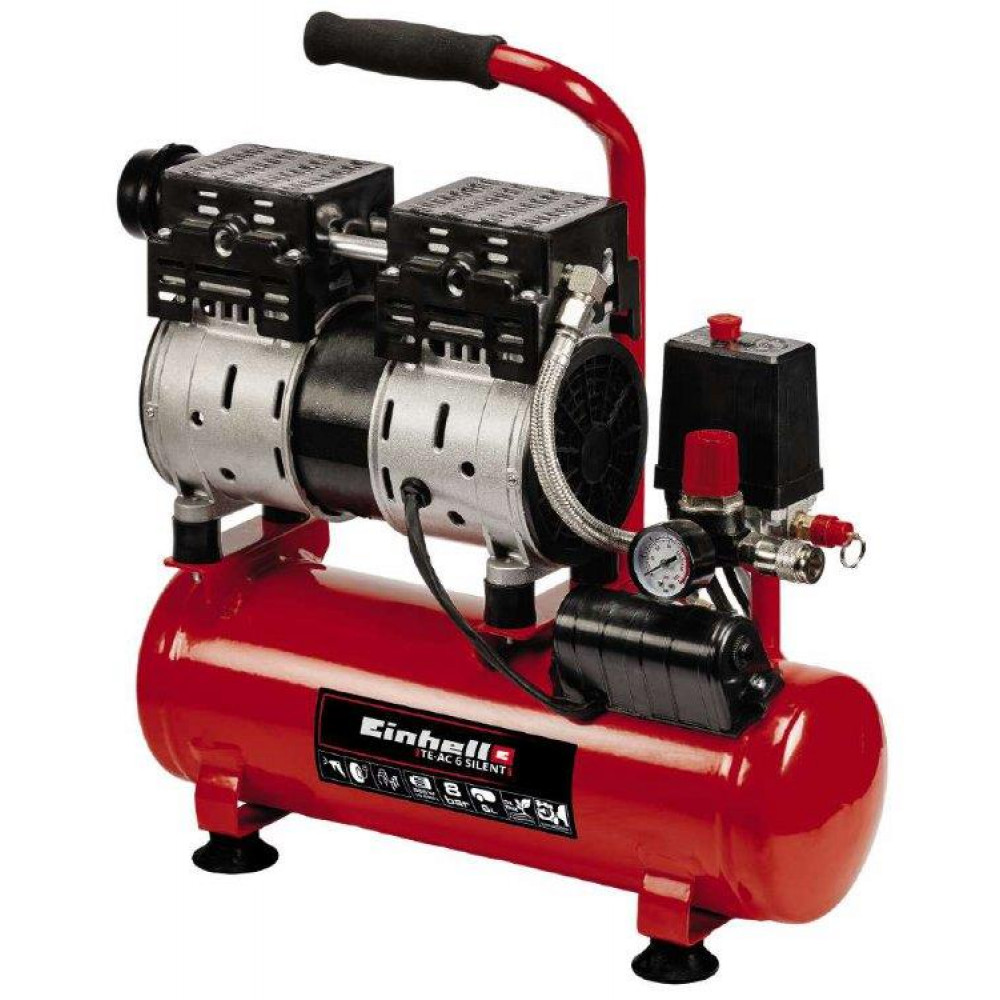 Компресор повітряний Einhell TE-AC 6 Silent, 550Вт, 6л, 110л/хв, 8бар