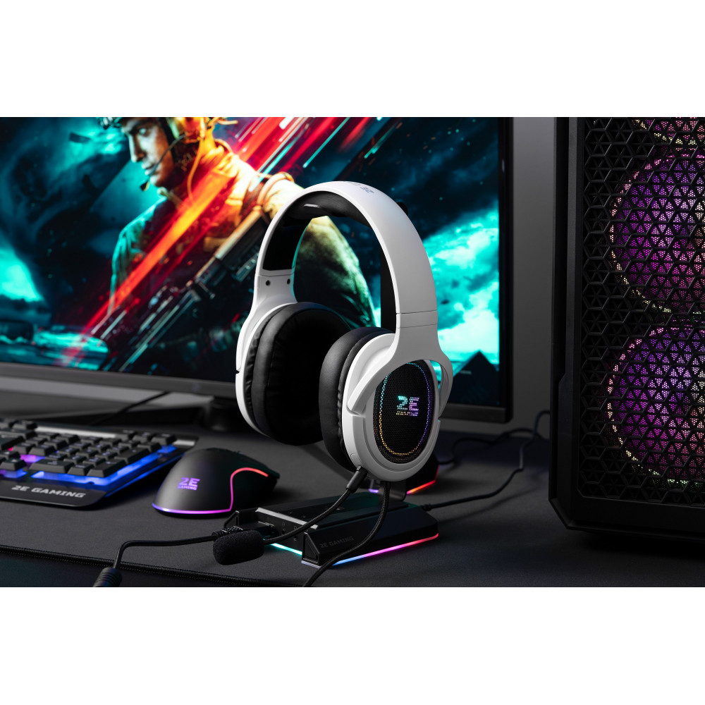 Гарнітура ігрова 2E GAMING HG330, 7.1, USB-A, RGB, 2м, білий