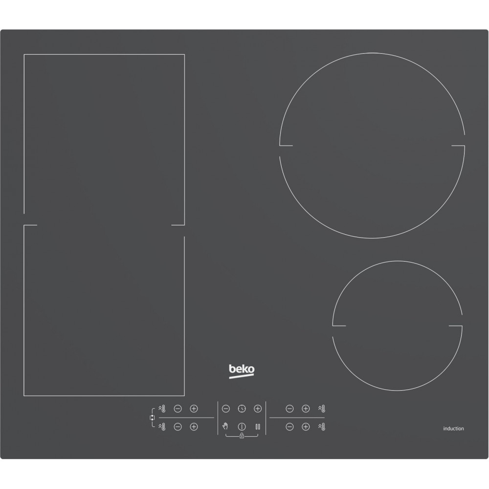 Варильна поверхня Beko індукційна, 60см, розширена зона, сріблястий