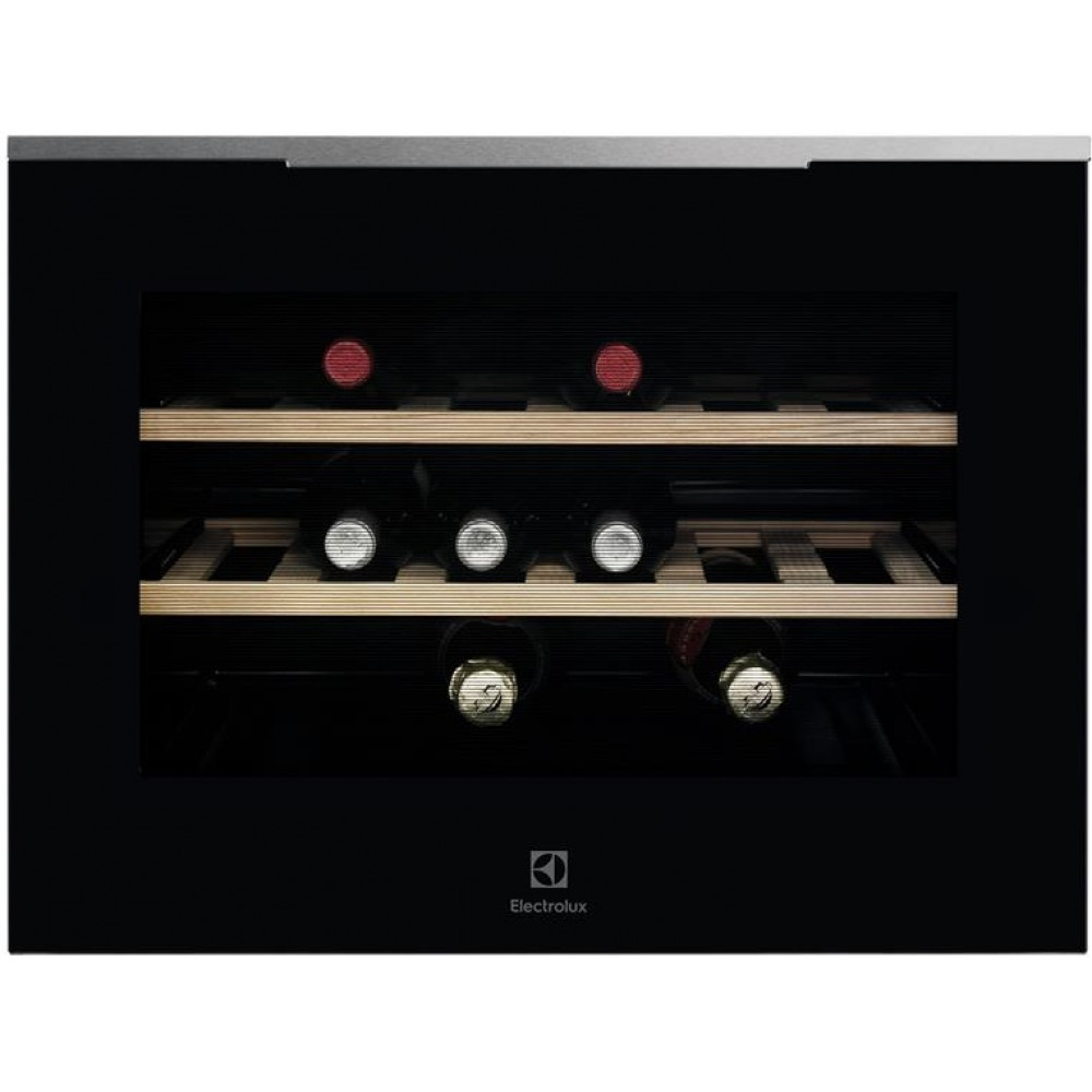 Холодильник Electrolux вбудований для вина, 45x60х56, полок - 2, зон - 1, бут-18, ST, чорний