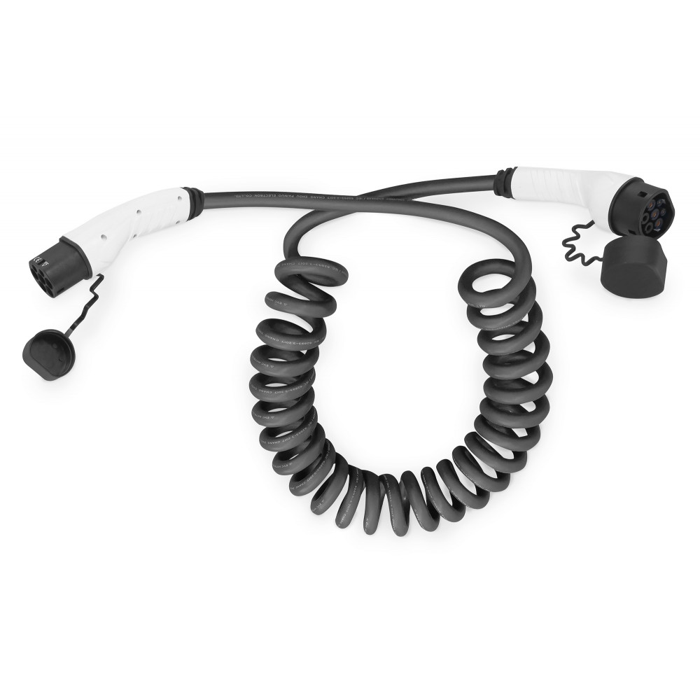 Кабель зарядний DIGITUS EV Single Phase, 240V, 32A, 10 m Type 2 to Type 2 Spiral