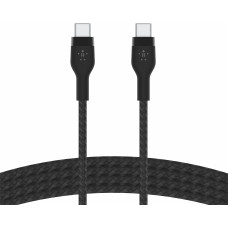 Кабель USB-C > USB-C заряджання/синхронізації Belkin 1м, 60Вт, Type-C, плетений, силіконовий, з ремінцем на магніті, чорний