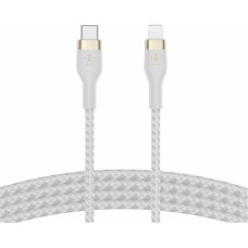 Кабель USB-C > Lightning заряджання/синхронізації Belkin 1м, Type-C, плетений, силіконовий, з ремінцем на магніті, білий