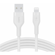 Кабель USB-A > Lightning заряджання/синхронізації Belkin 1м, силіконовий з кліпсою, білий