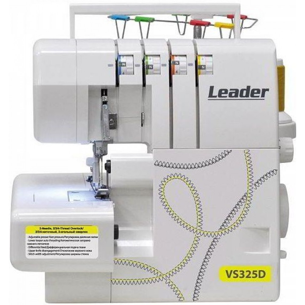 Оверлок LEADER VS325D, 100Вт, 10 оп., (4, 3, 2-х ниткові шви), білий