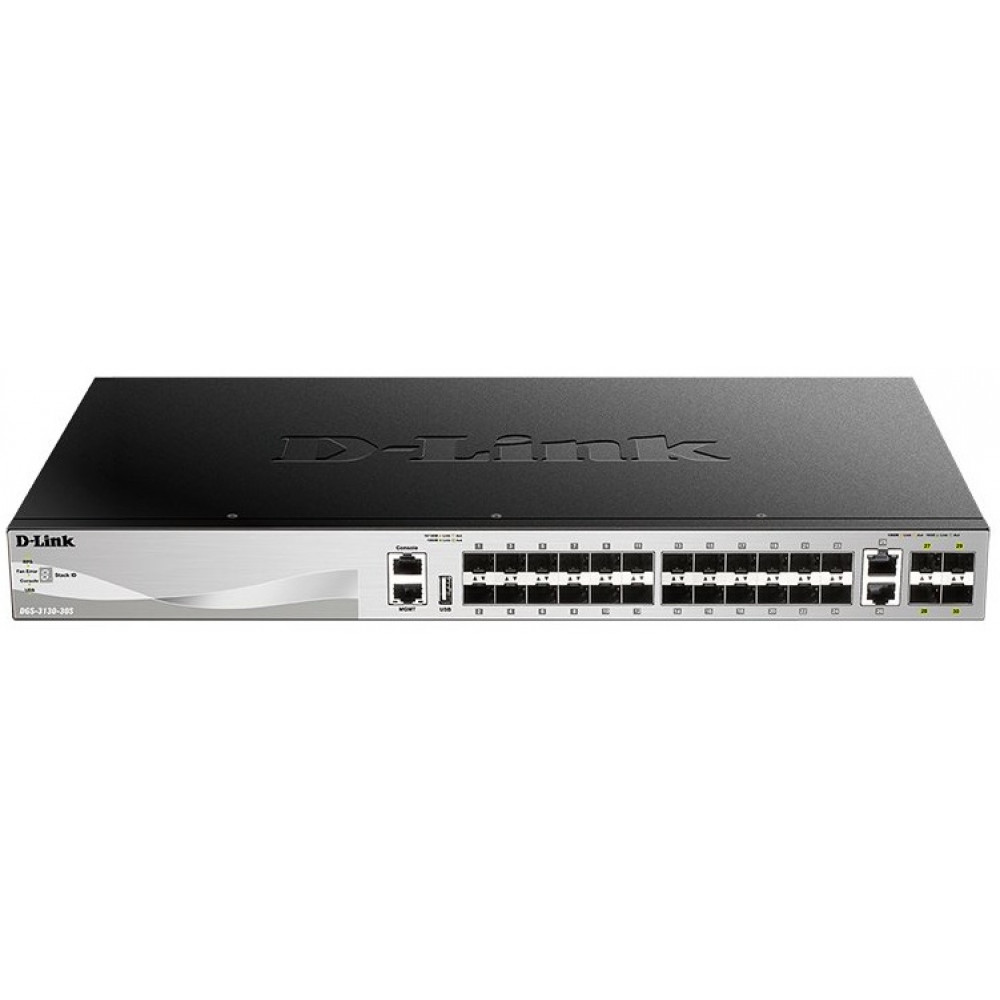 Комутатор D-Link DGS-3130-30S 24xSFP, 4xGE/SFP, 2x10GE, 4xSFP+, L3