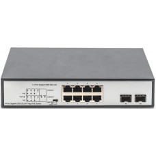 Комутатор DIGITUS 8-port Gigabit PoE+ 2 SFP Uplinks 180W Unmanaged