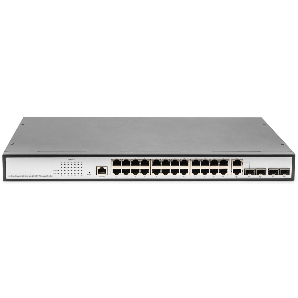 Комутатор DIGITUS 24 port + 2 combo and 2 SFP uplink, Gigabit L2 Switch, Managed
