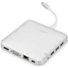 Хаб DIGITUS USB-C > HDMI/VGA/miniDisplayPort/3xUSB-A/USB-C/SD/MicroSD/RJ54/Audio