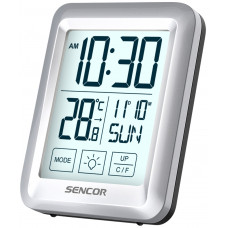 Термогігрометр Sencor, внутр. вимірювання, АААх2, темп-ра, вологість, час, срібний