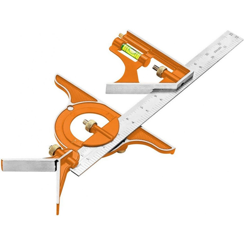 Кутник Neo Tools, 30см, мультикомбінований, транспортир, рівень, тримач алюміній