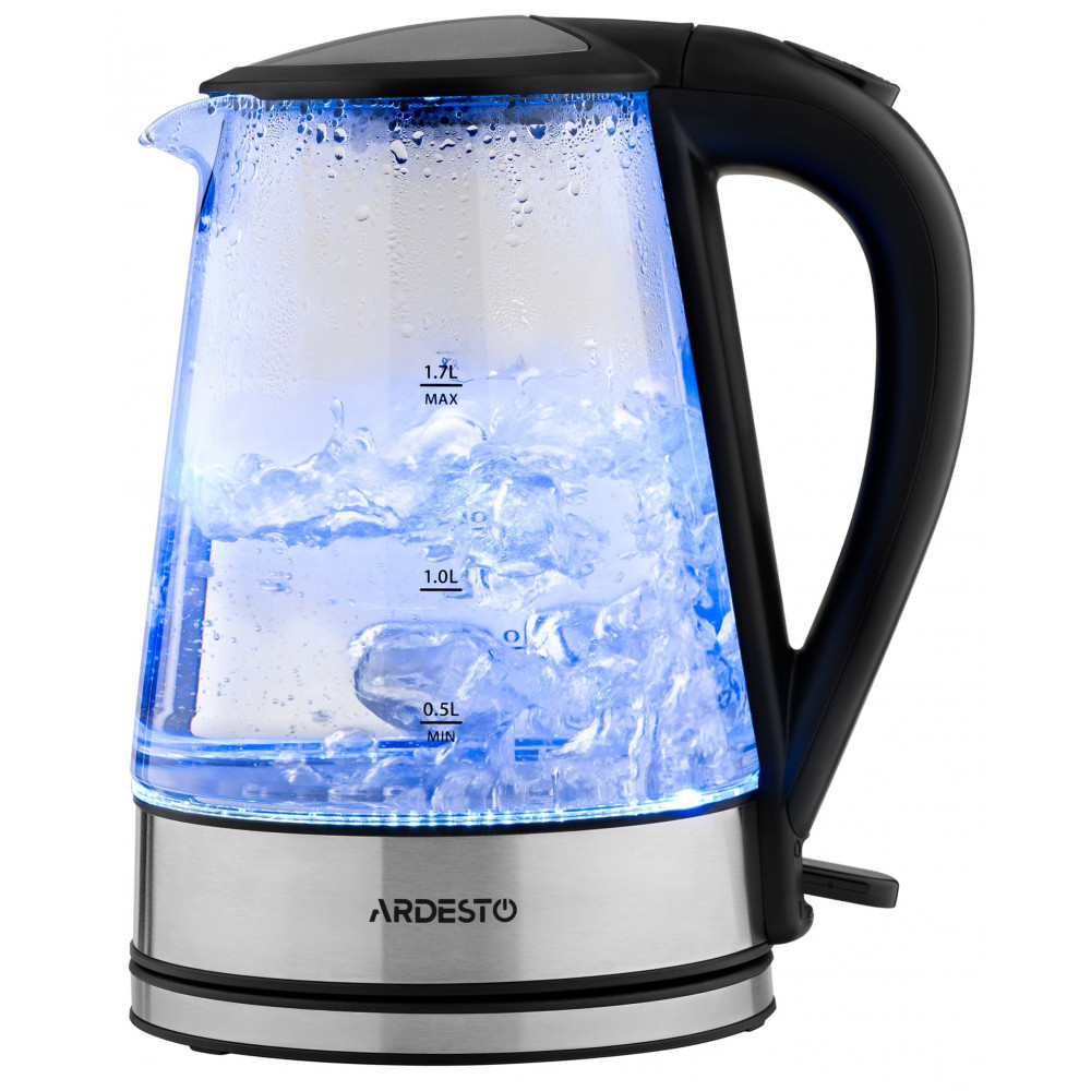 Електрочайник Ardesto 1.7л, Strix, скло, чорний