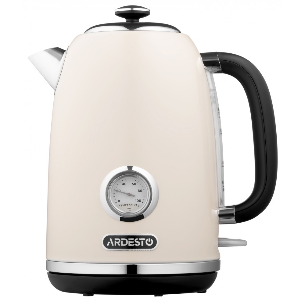 Електрочайник Ardesto Vintage Dream 1.8л, Strix, метал, бежевий глянцевий
