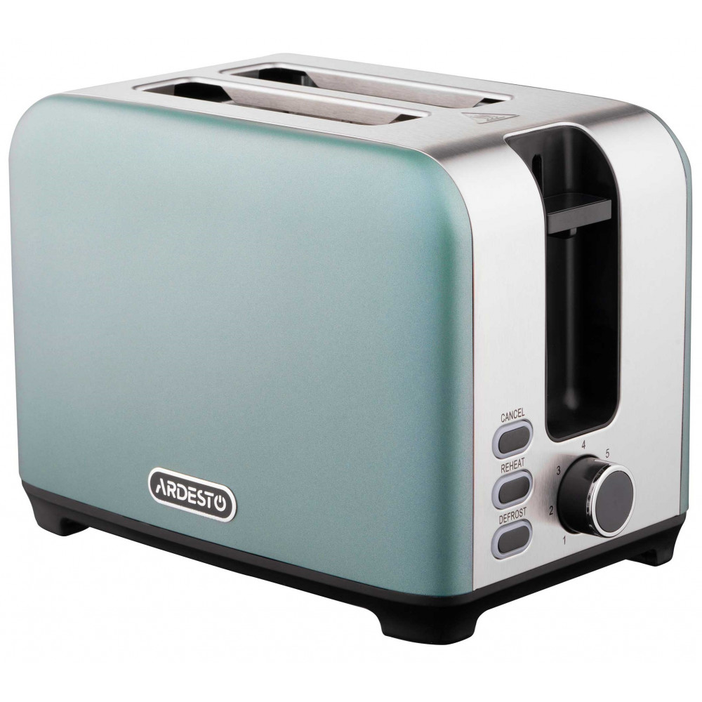 Тостер Ardesto Mint Harmony 800Вт, метал, м'ятно-сріблястий