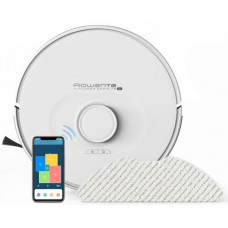Робот-пилосос Rowenta X-Plorer Serie 75 S, h=9.5см, вологе прибирання, конт пил -0.4л, вода -0.3л, автон. робота до 120хв, НЕРА, управління через смартфон, білий