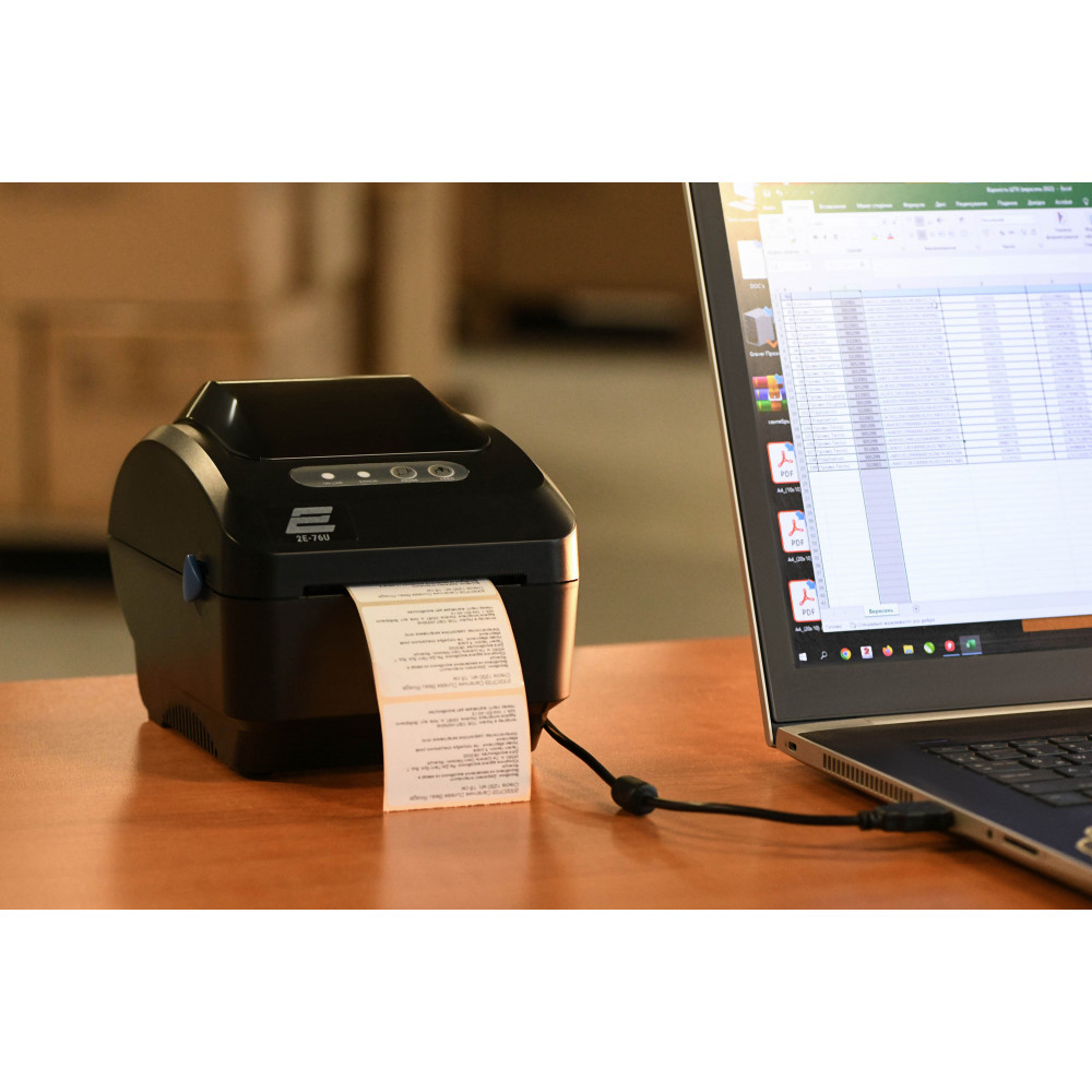 Термопринтер етикеток 2E 76U 203dpi 20-76мм USB