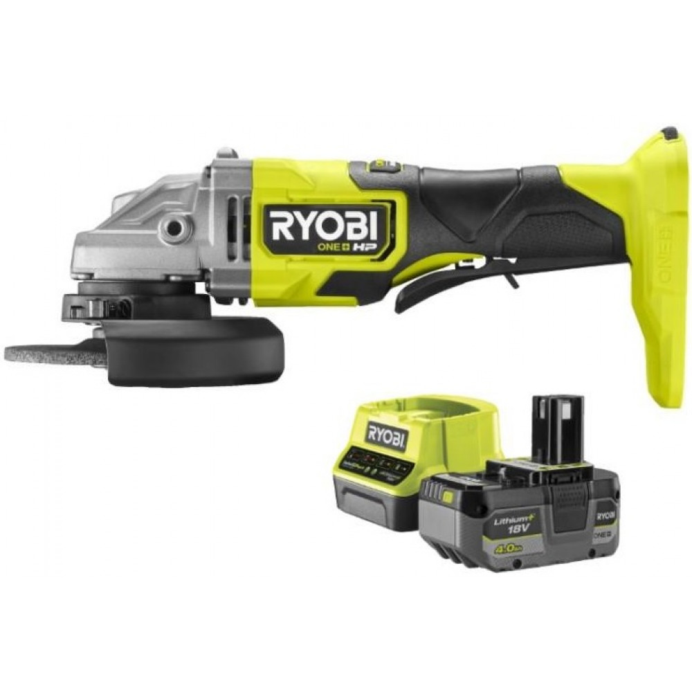 Шліфмашина кутова акумуляторна Ryobi ONE+ НР RAG18X-1C40S 125мм 18В 1х4А·год 9200об/хв 2.1кг сумка