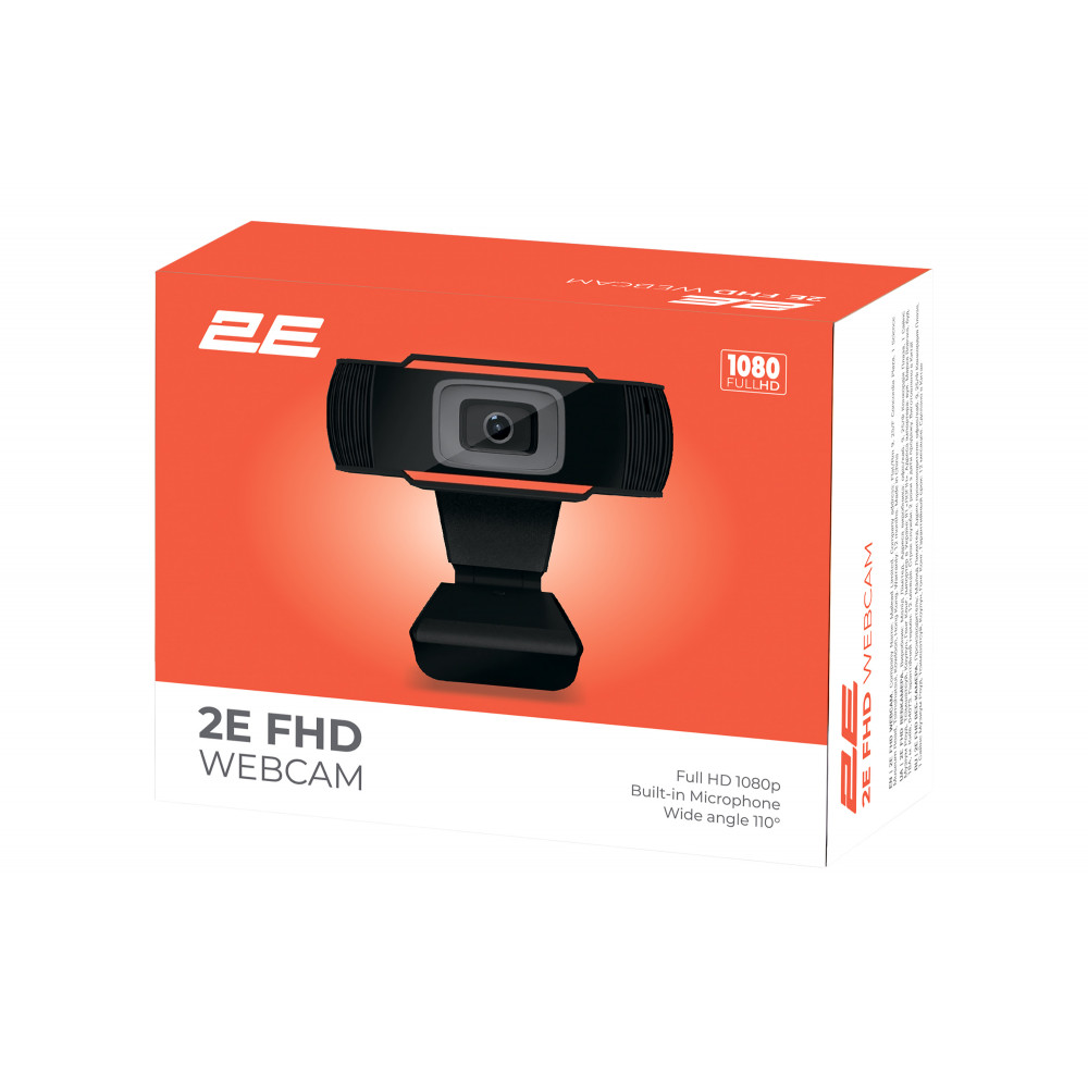 Вебкамера 2E FullHD, 20fps, auto focus, чорний